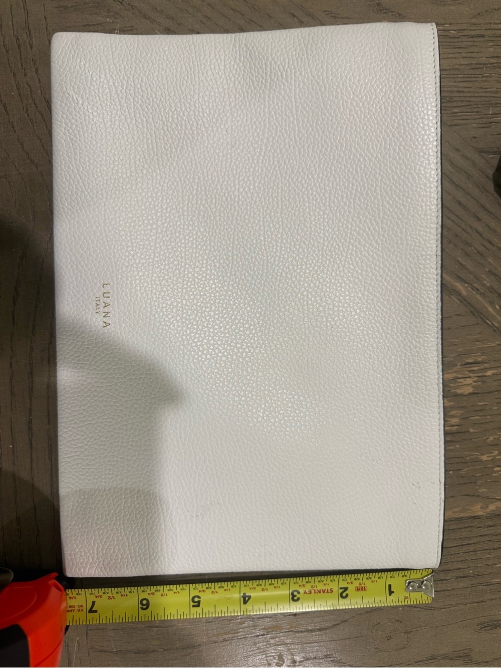 Luana White Leather Zip Clutch Wristlet